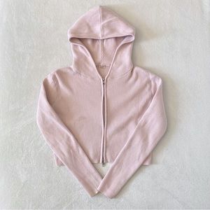 Brandy Melville Pink Cropped Zip Up